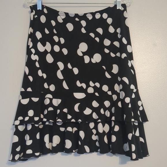 Joseph Ribkoff Skirt Women's Size 8 Swing Polk A Dot Ruffle Retro Betty Boop - Picture 1 of 9